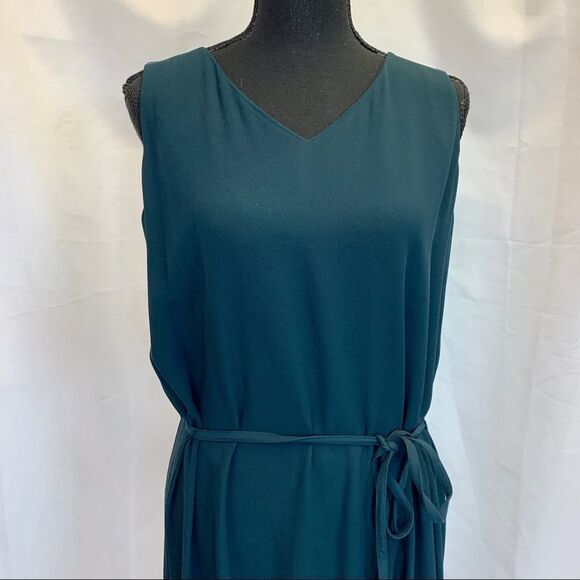 Eileen Fisher dark teal 100% silk two piece dress blouse set Sz M - Picture 7 of 17